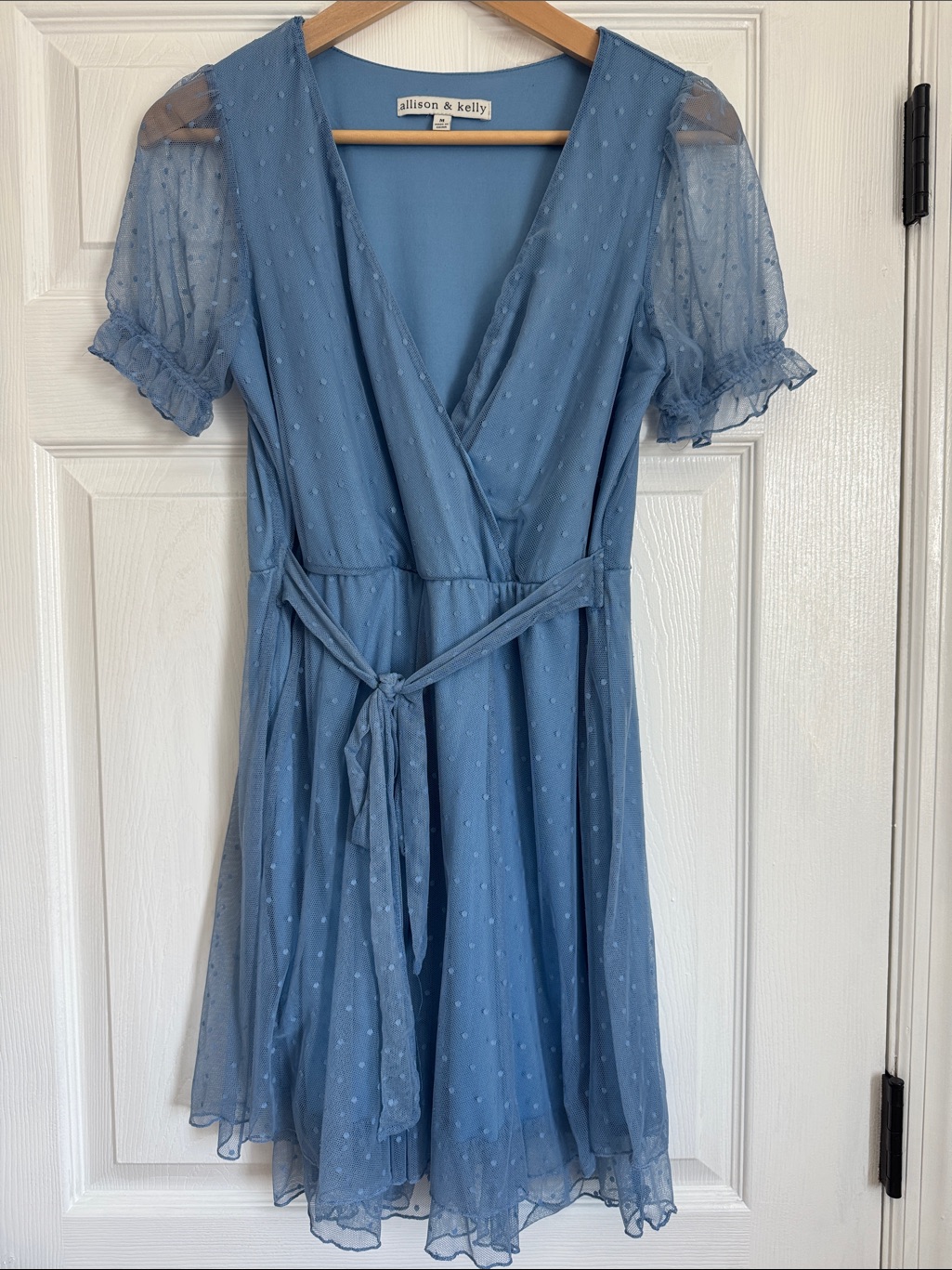 Allison & Kelly Dusty Blue Wrap Mini Dress
